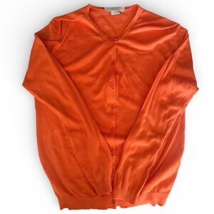 John Smedley Orange Sea Island Cotton Cardigan Sweater Made in England